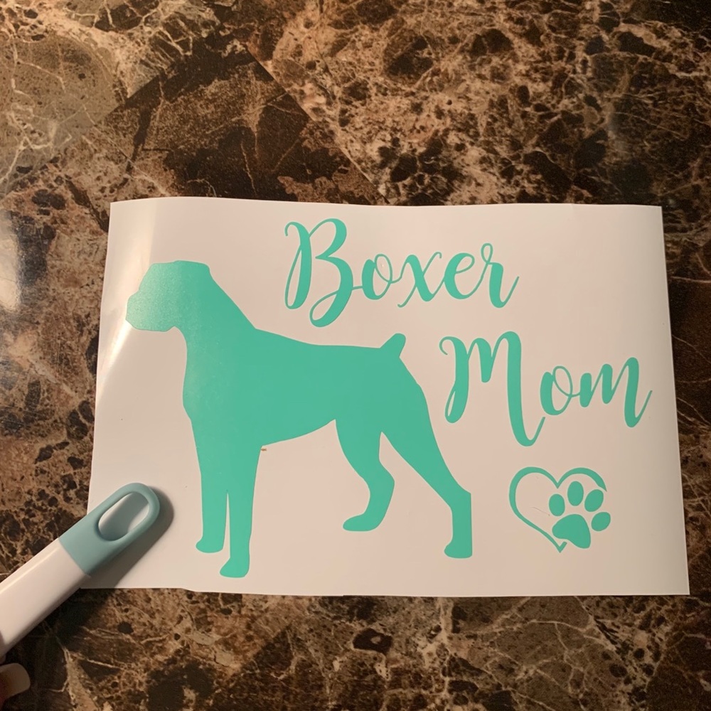 Boxer Mom Dog Car Decal Sticker ( Sea Foam )